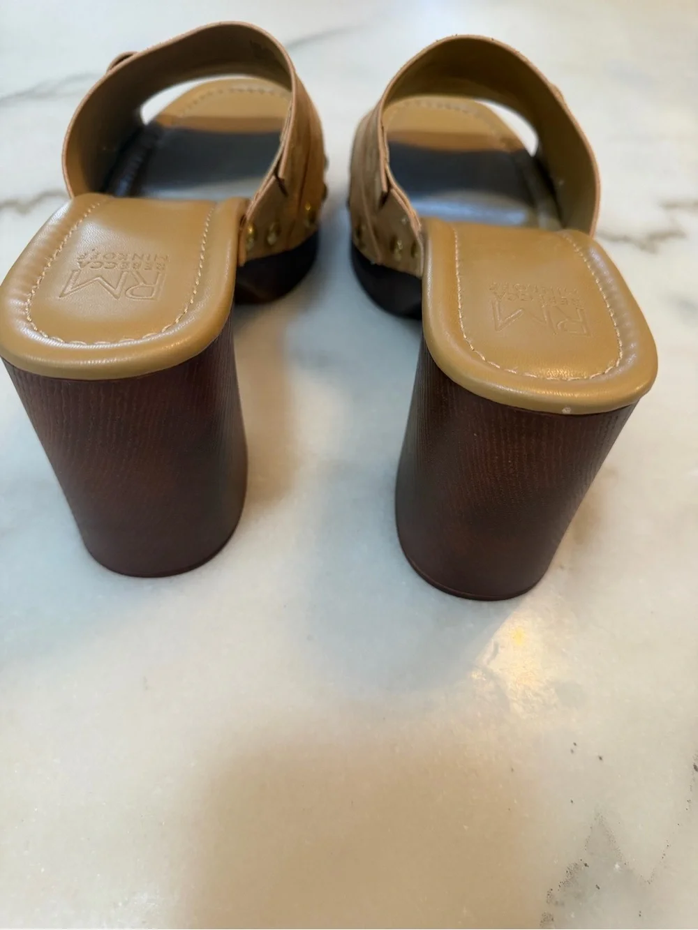 Jade Tan Suede Buckle Platform Mule